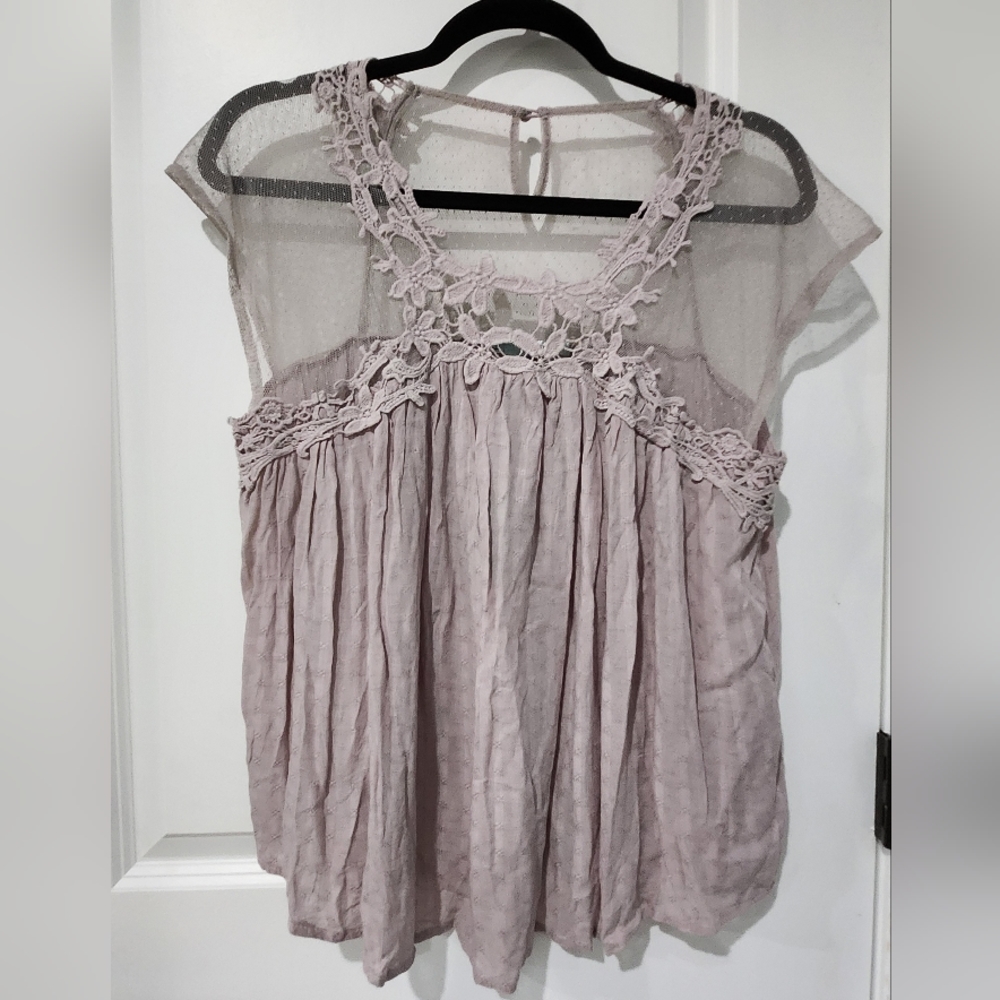 Maurices Taupe Lace Top size M